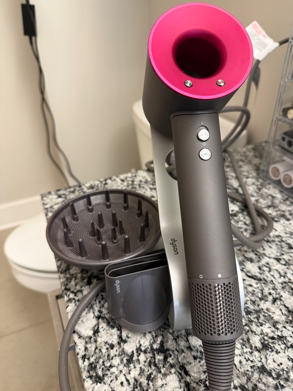 Dyson Supersonic Hair Dryer in Gunmetal with Pink Accent